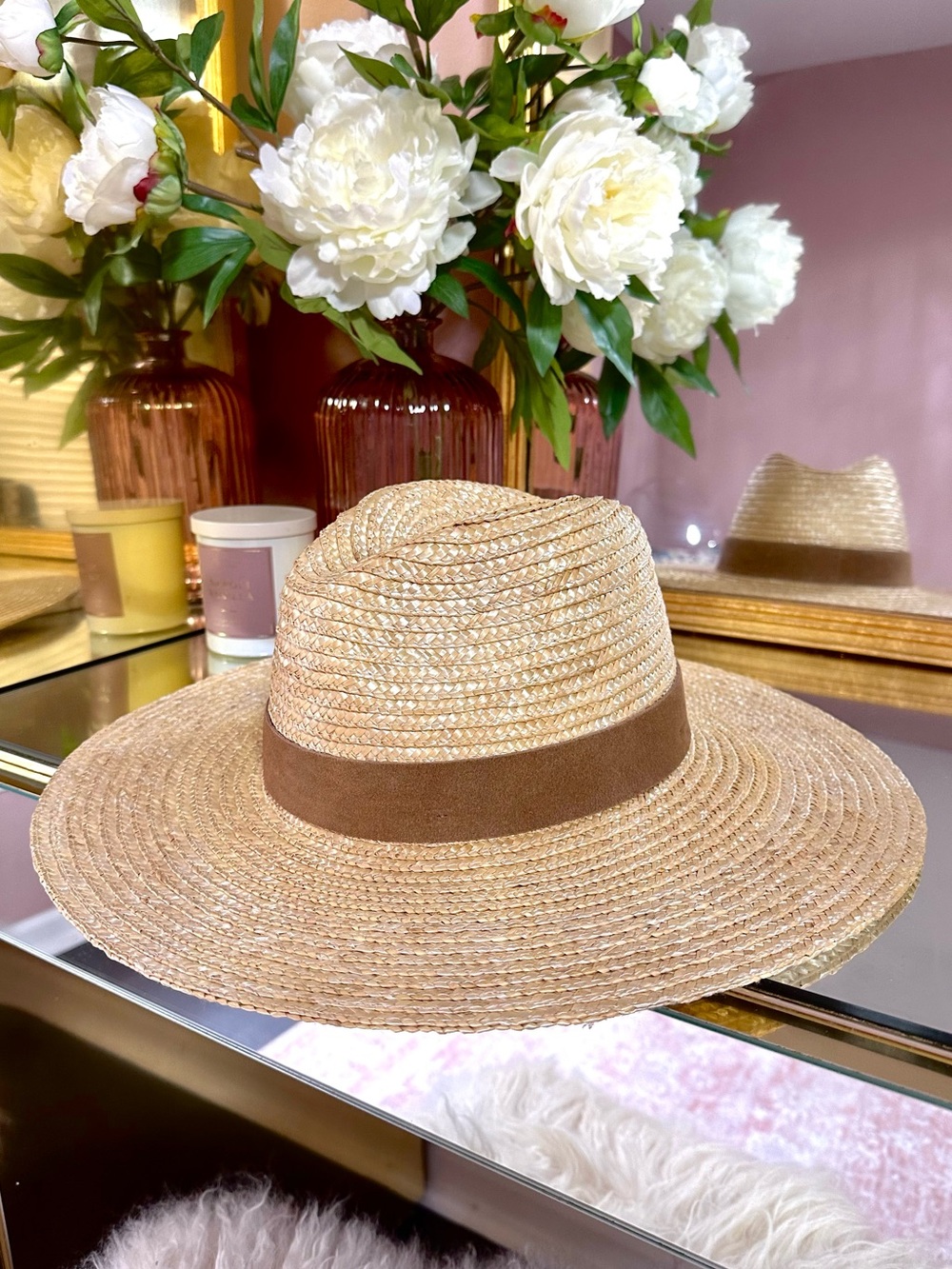 GIGI PIP 🤎 Genuine Suede Banded Straw Hat - Picture 1 of 11